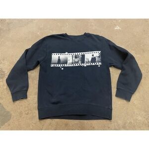 Taylor Swift Sweatshirt Mens Medium Blue Folklore Album Film Strip Stars Fleece